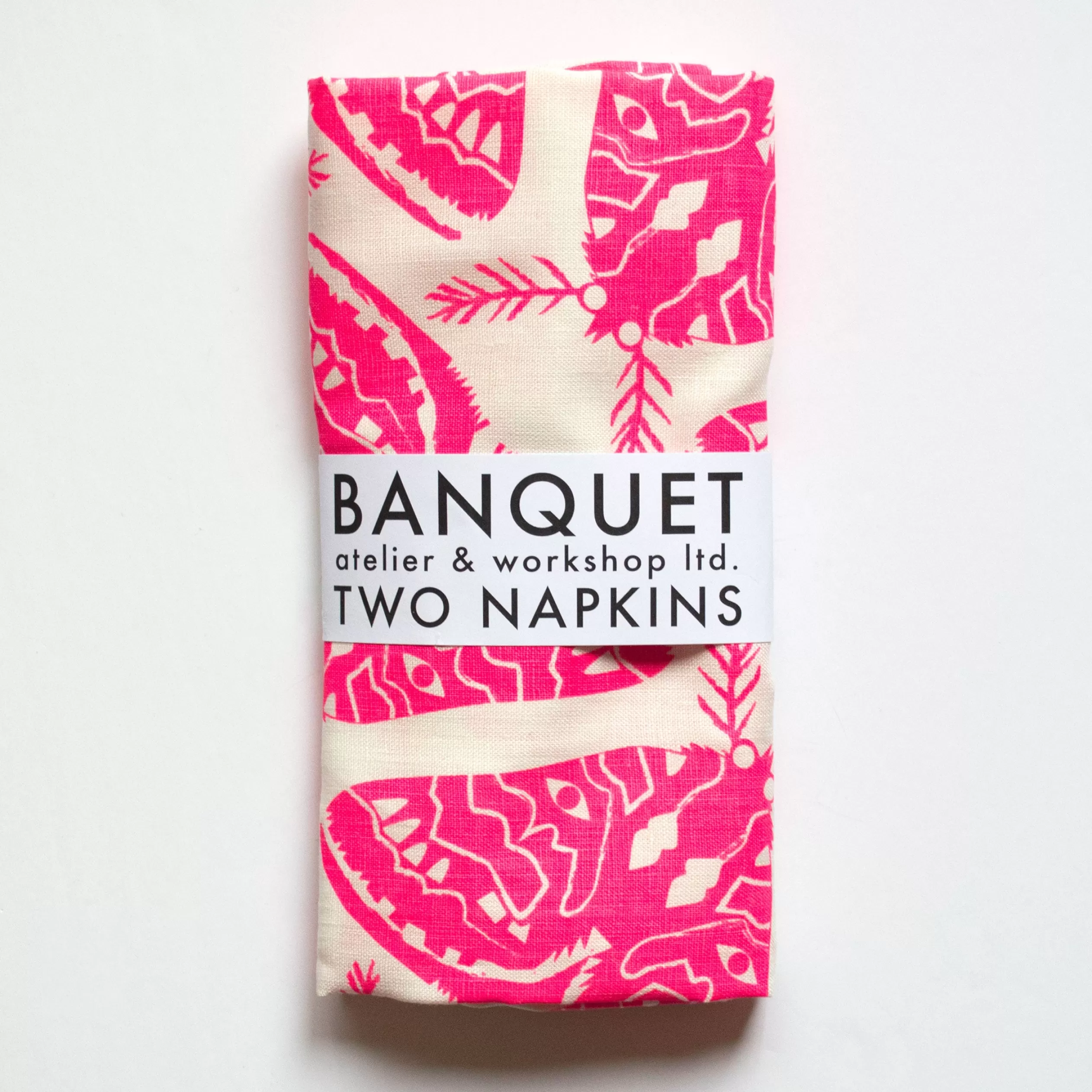 A Pair Of Moths Linen Napkins In Neon Pink<Banquet Workshop Discount