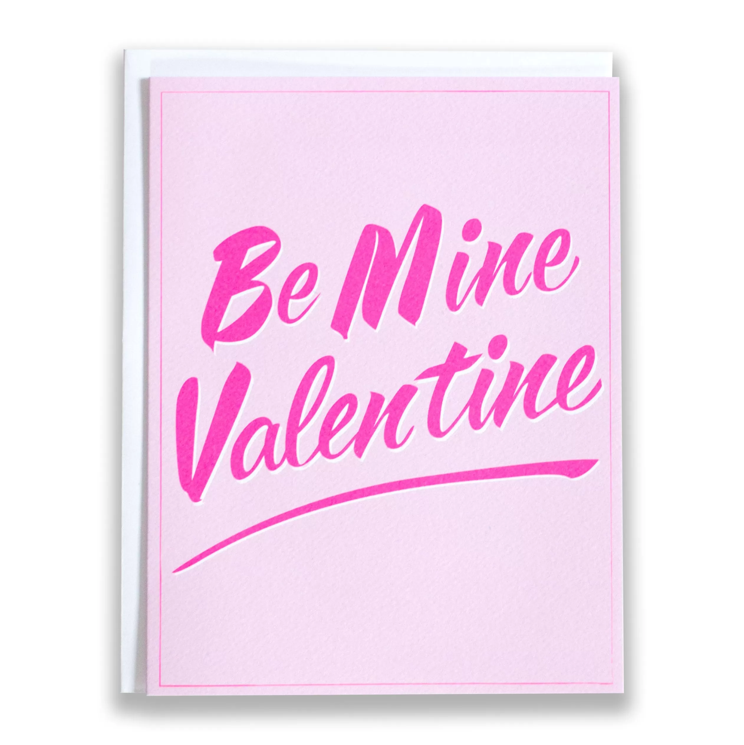 Be Mine Valentine Note Card In Neon Pink And Blush<Banquet Workshop Best