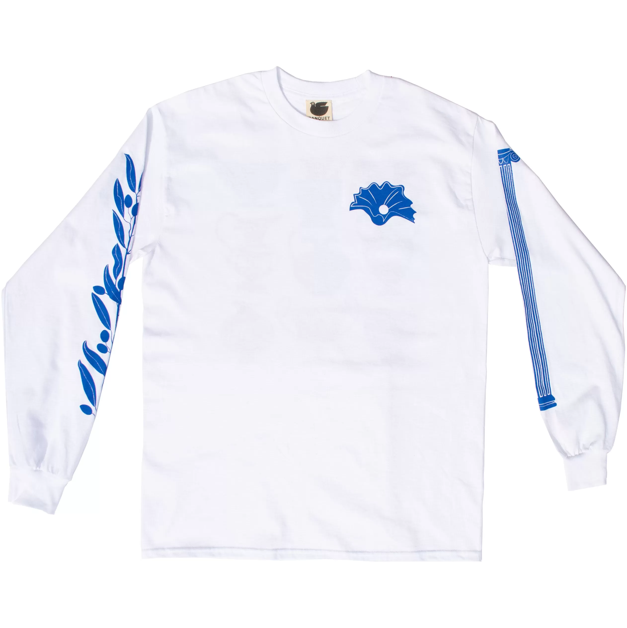 Blue And White The Greeks Long Sleeved Skate Shirt<Banquet Workshop Shop