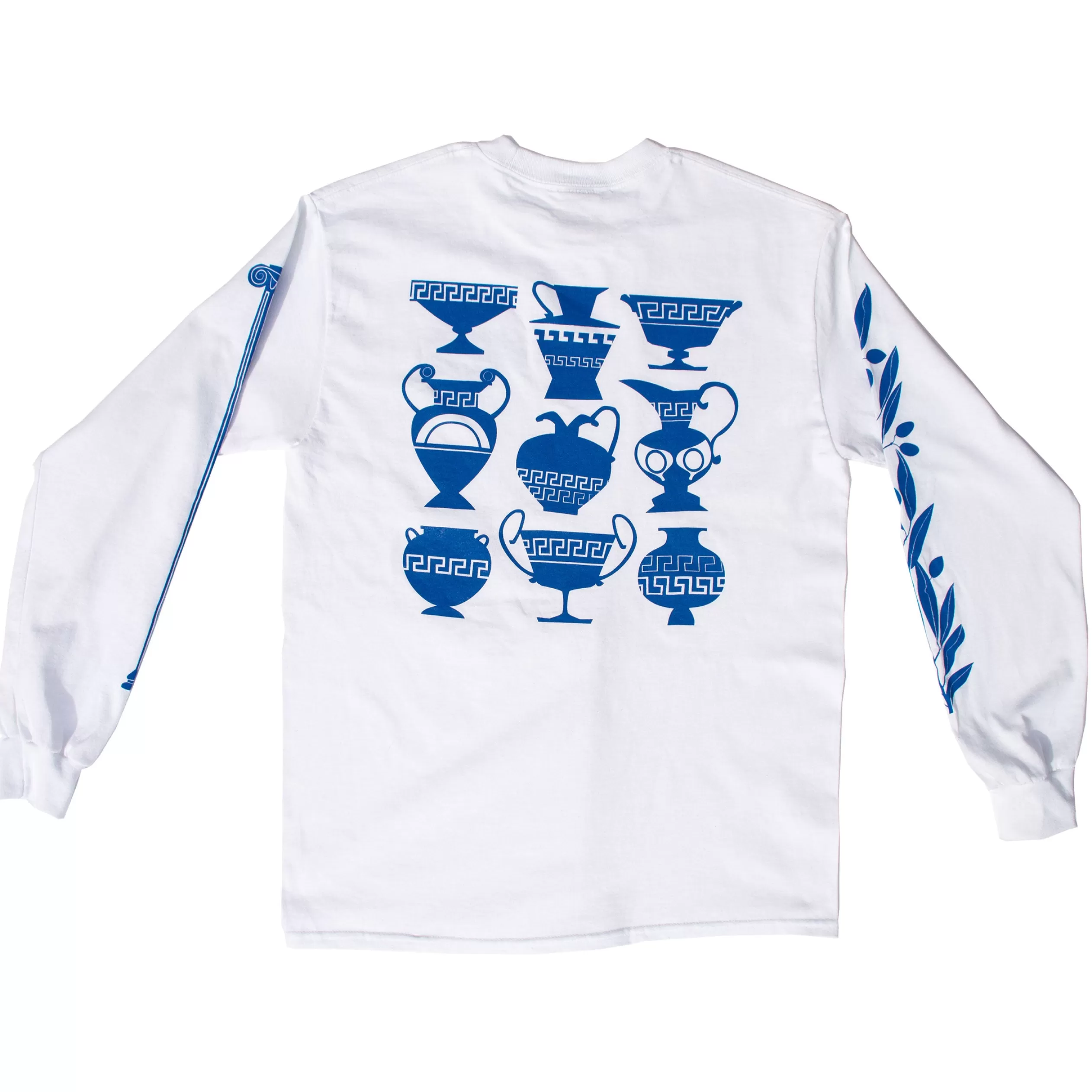 Blue And White The Greeks Long Sleeved Skate Shirt<Banquet Workshop Shop