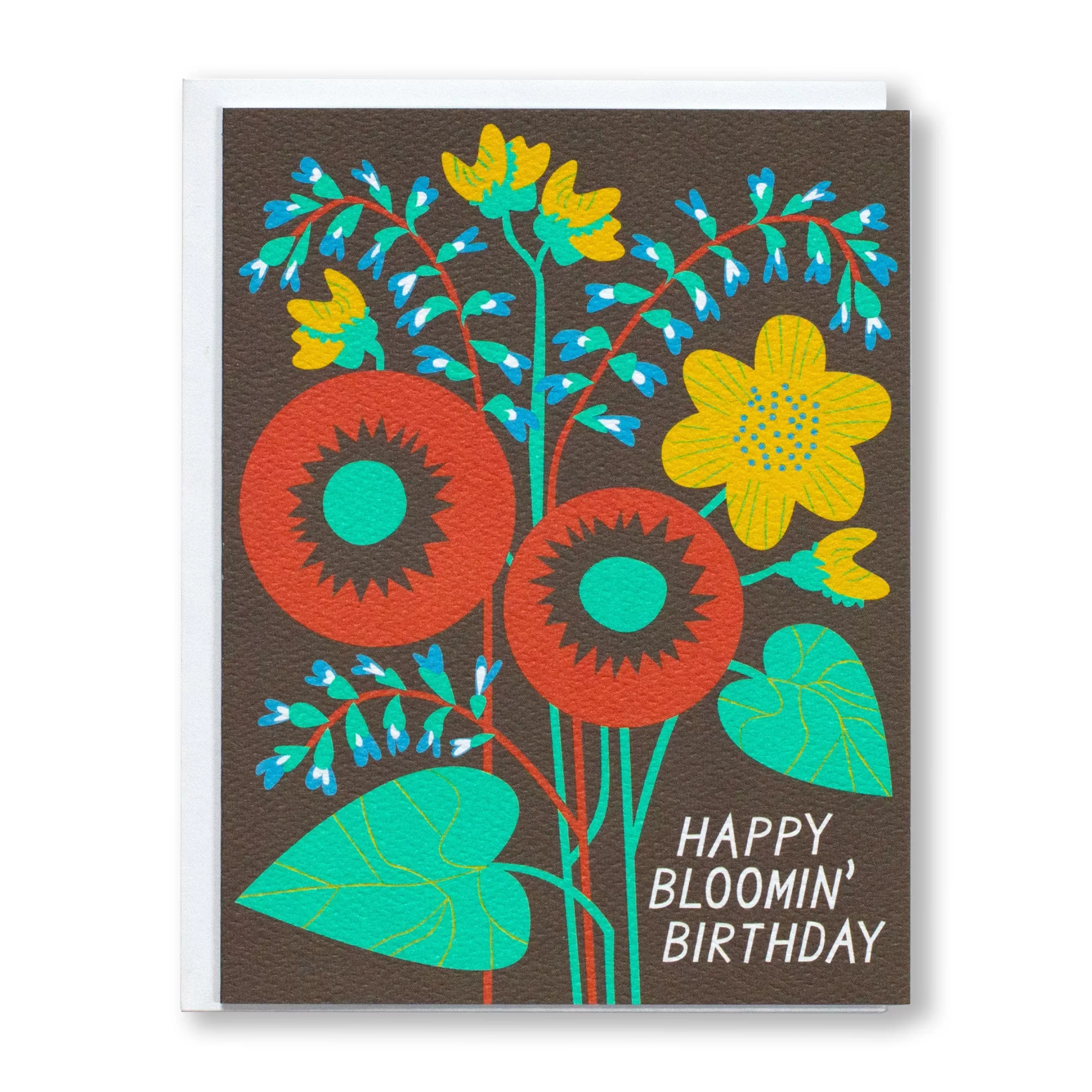 Brown Floral Happy Blooming' Birthday Card<Banquet Workshop Cheap