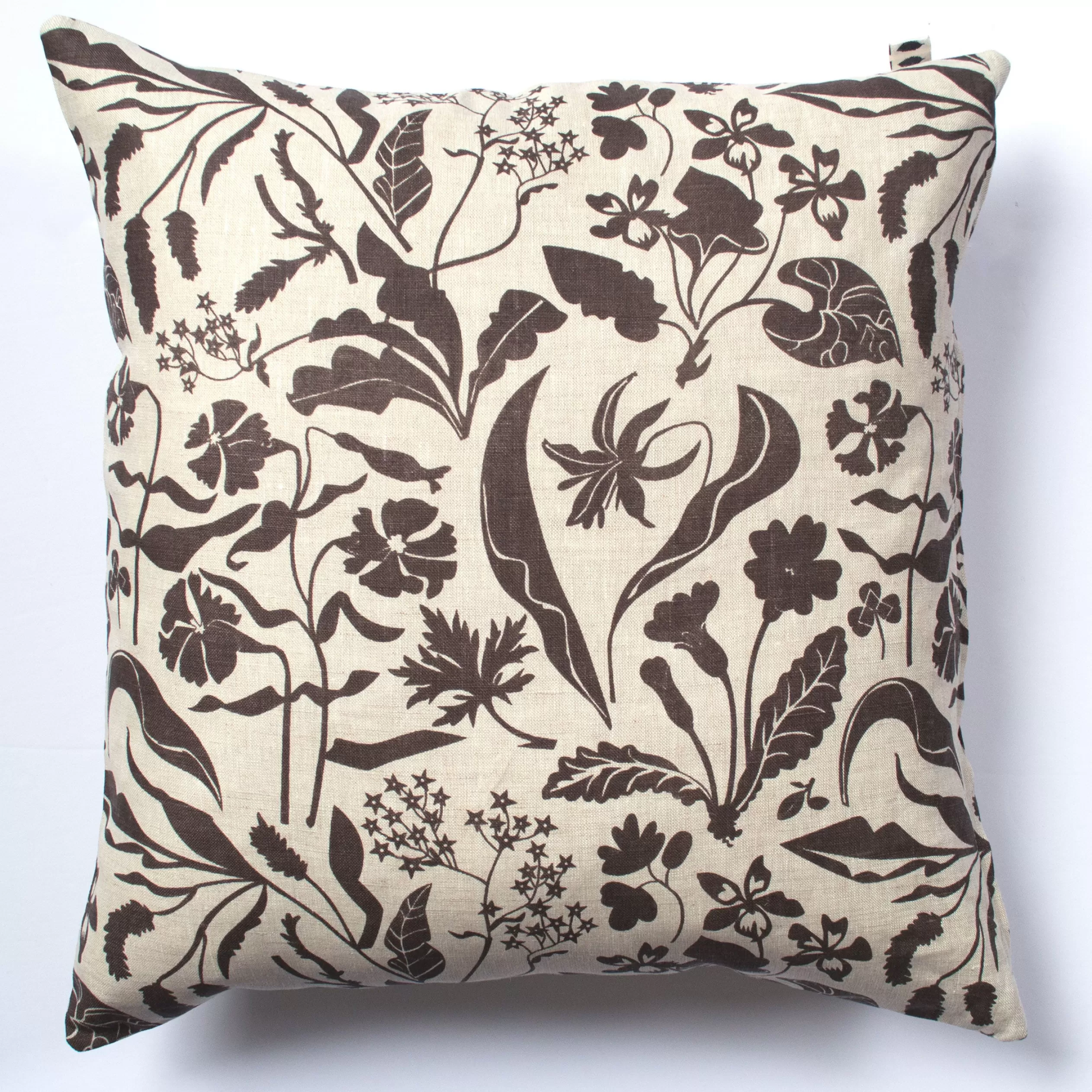 Chocolate Brown Wildflowers 100% Linen Pillow Cover<Banquet Workshop Fashion