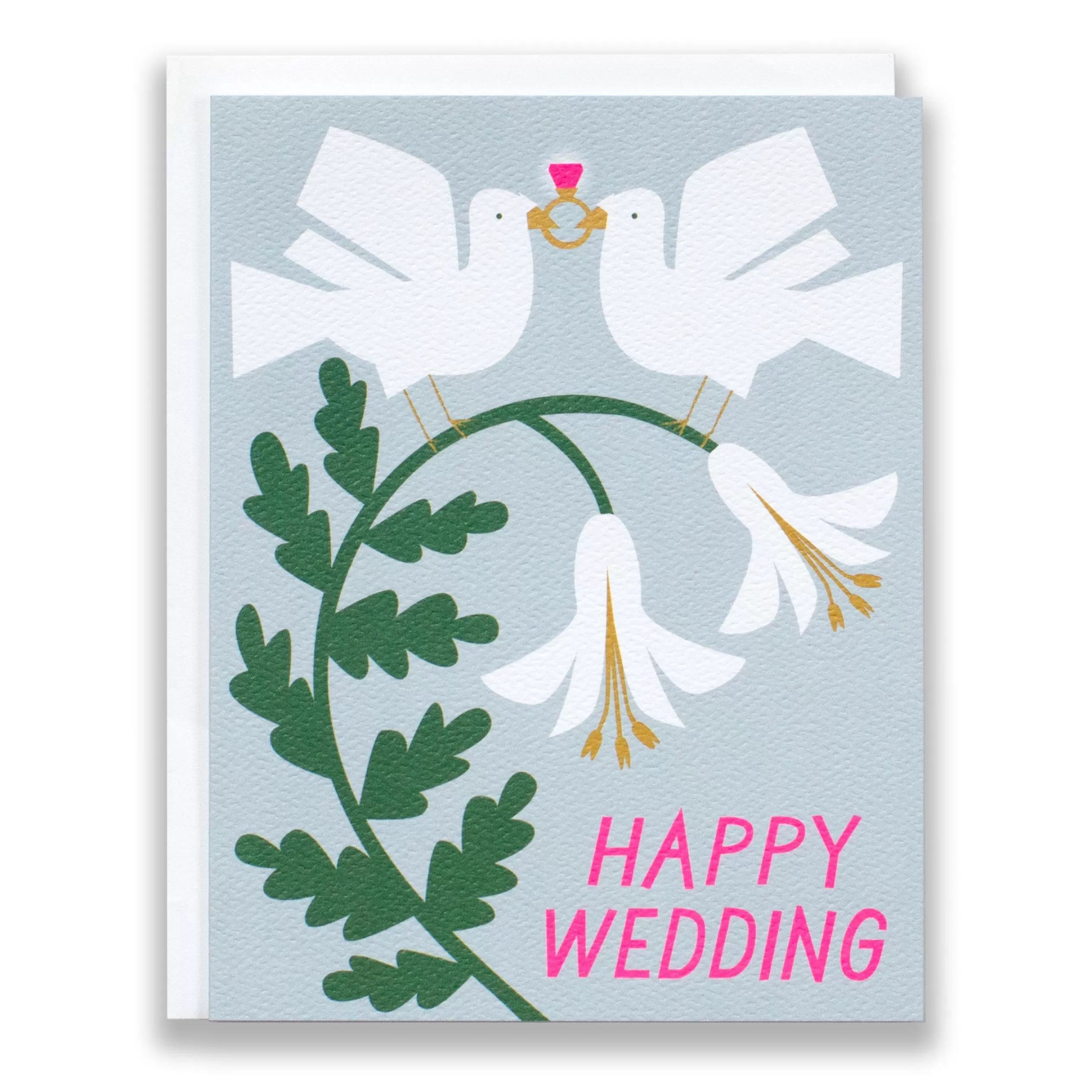 Doves Happy Wedding Note Card<Banquet Workshop Sale