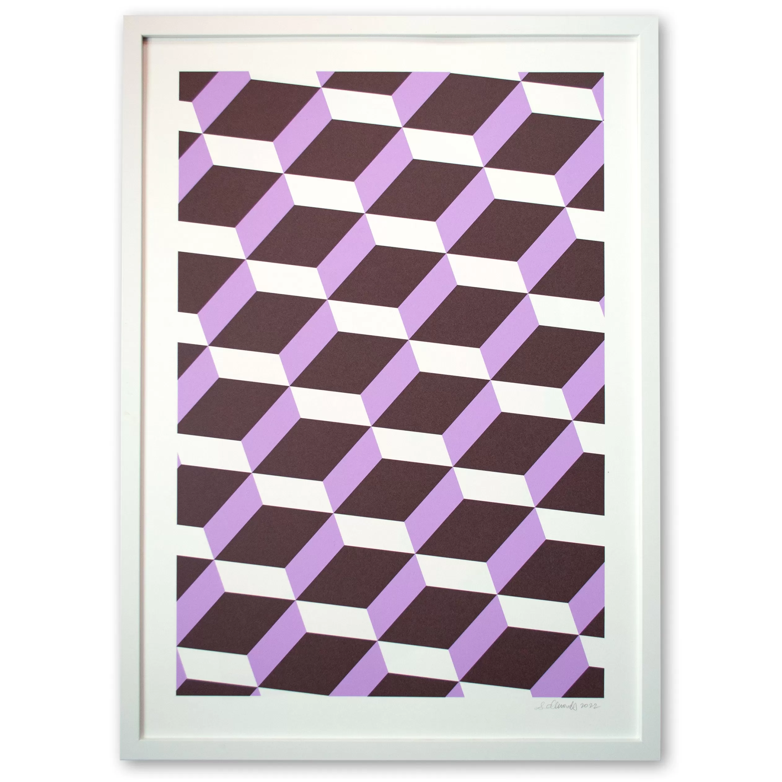 Geometrics Chocolate And Lilac Signed Screen Print<Banquet Workshop Clearance