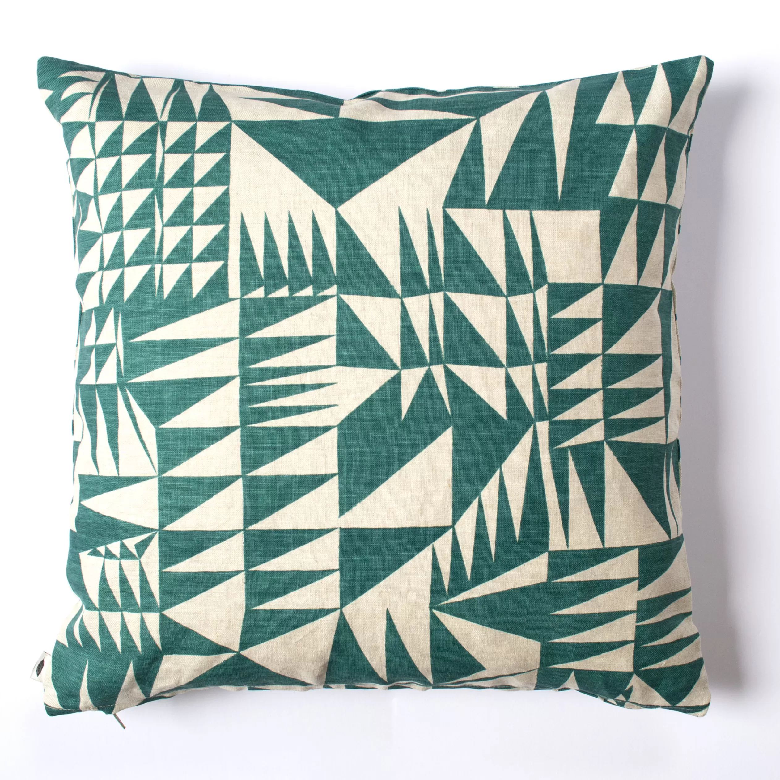 Green Triangles Linen Pillow Cover<Banquet Workshop New