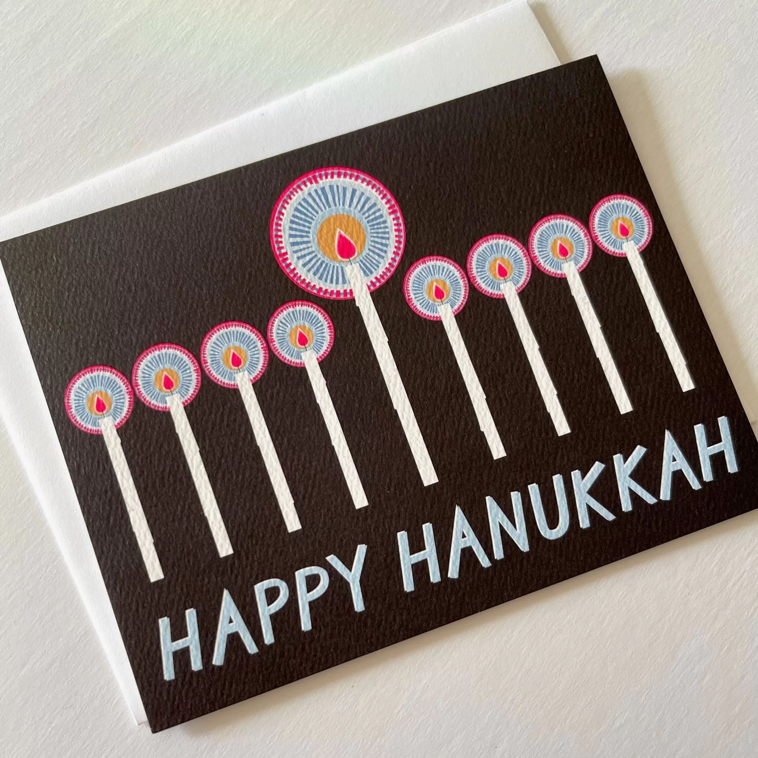 Happy Hanukkah Note Card With Menorah For Festival Of Lights<Banquet Workshop Sale