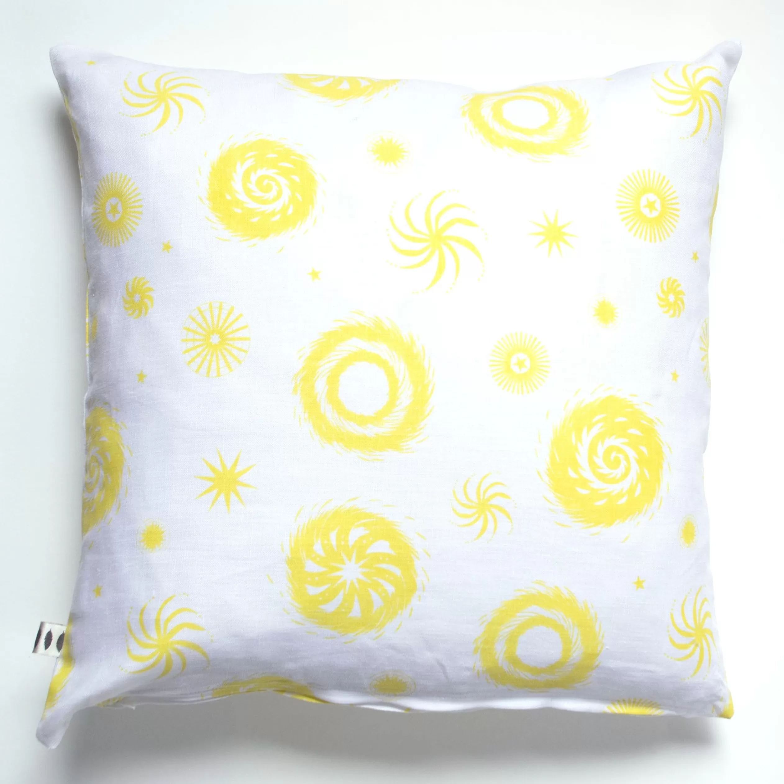 Lemon Yellow On White Fireworks All-Linen Pillow Cover<Banquet Workshop Clearance