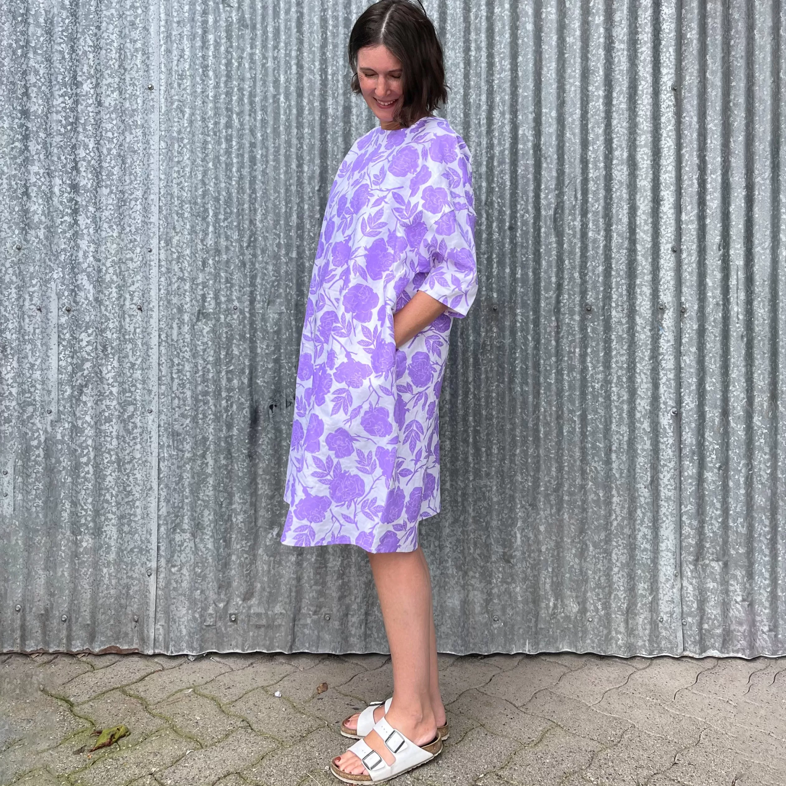 Neon Lilac Roses Linen Sunja Dress<Banquet Workshop Clearance