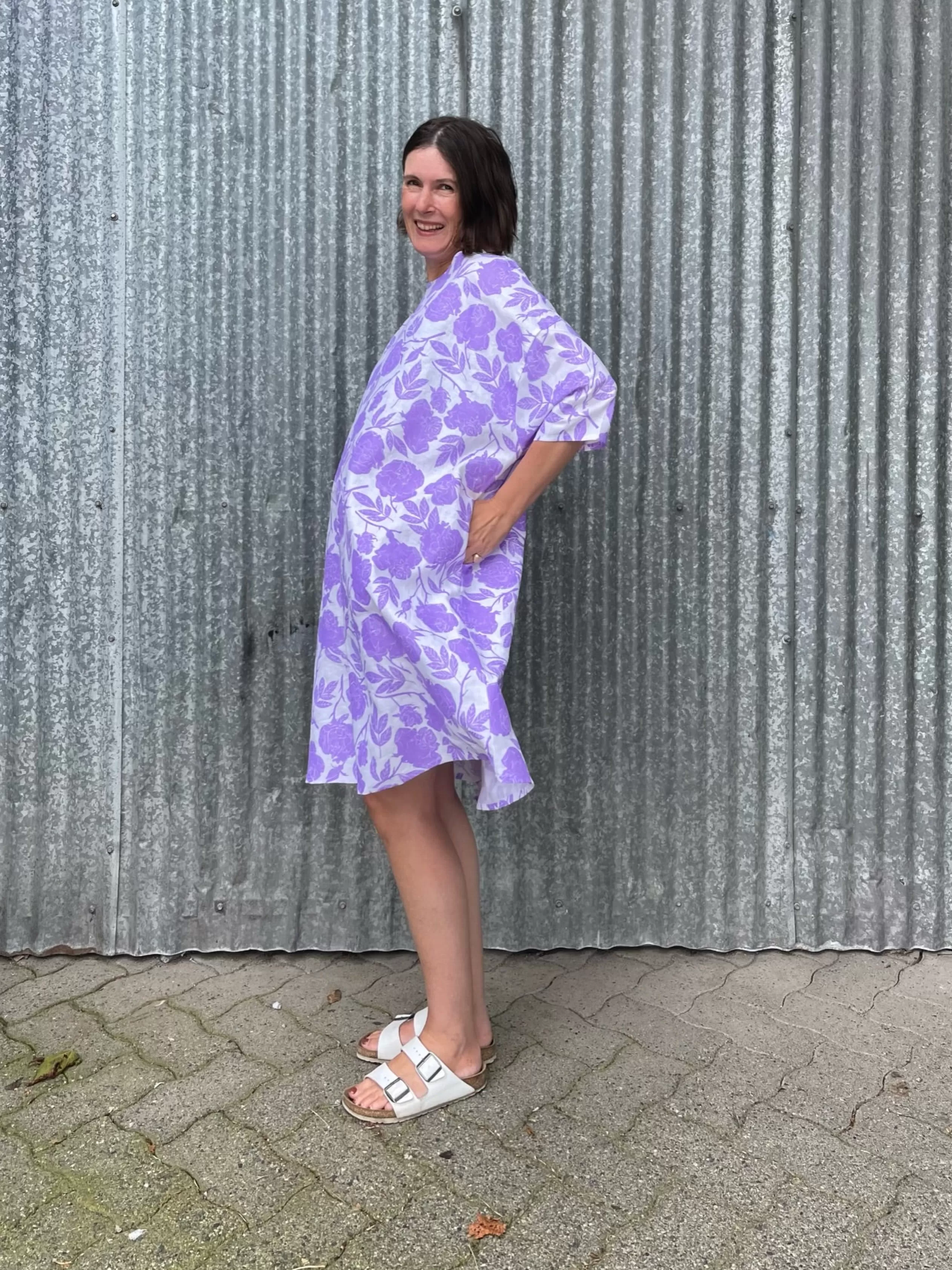 Neon Lilac Roses Linen Sunja Dress<Banquet Workshop Clearance