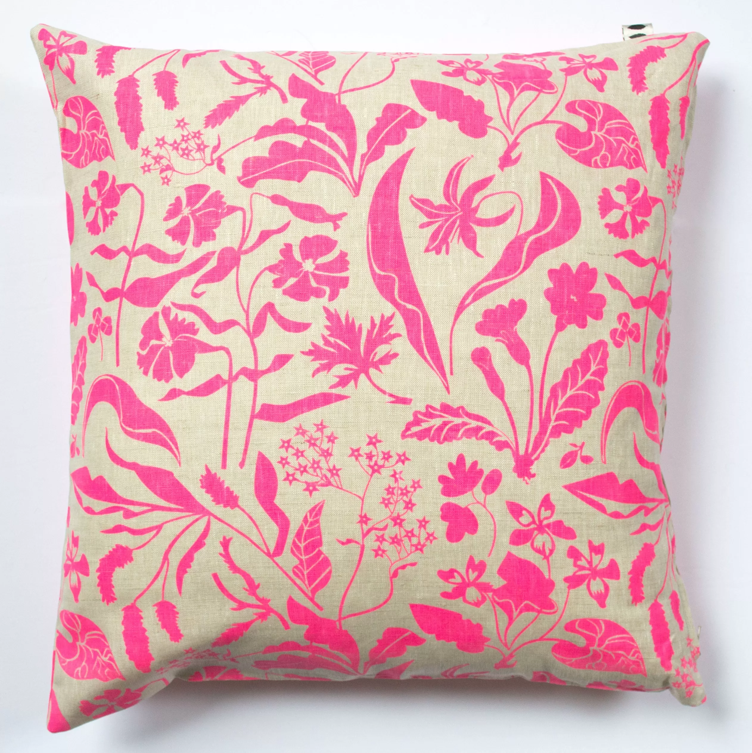 Neon Pink Wildflowers 100% Linen Pillow Cover<Banquet Workshop Online