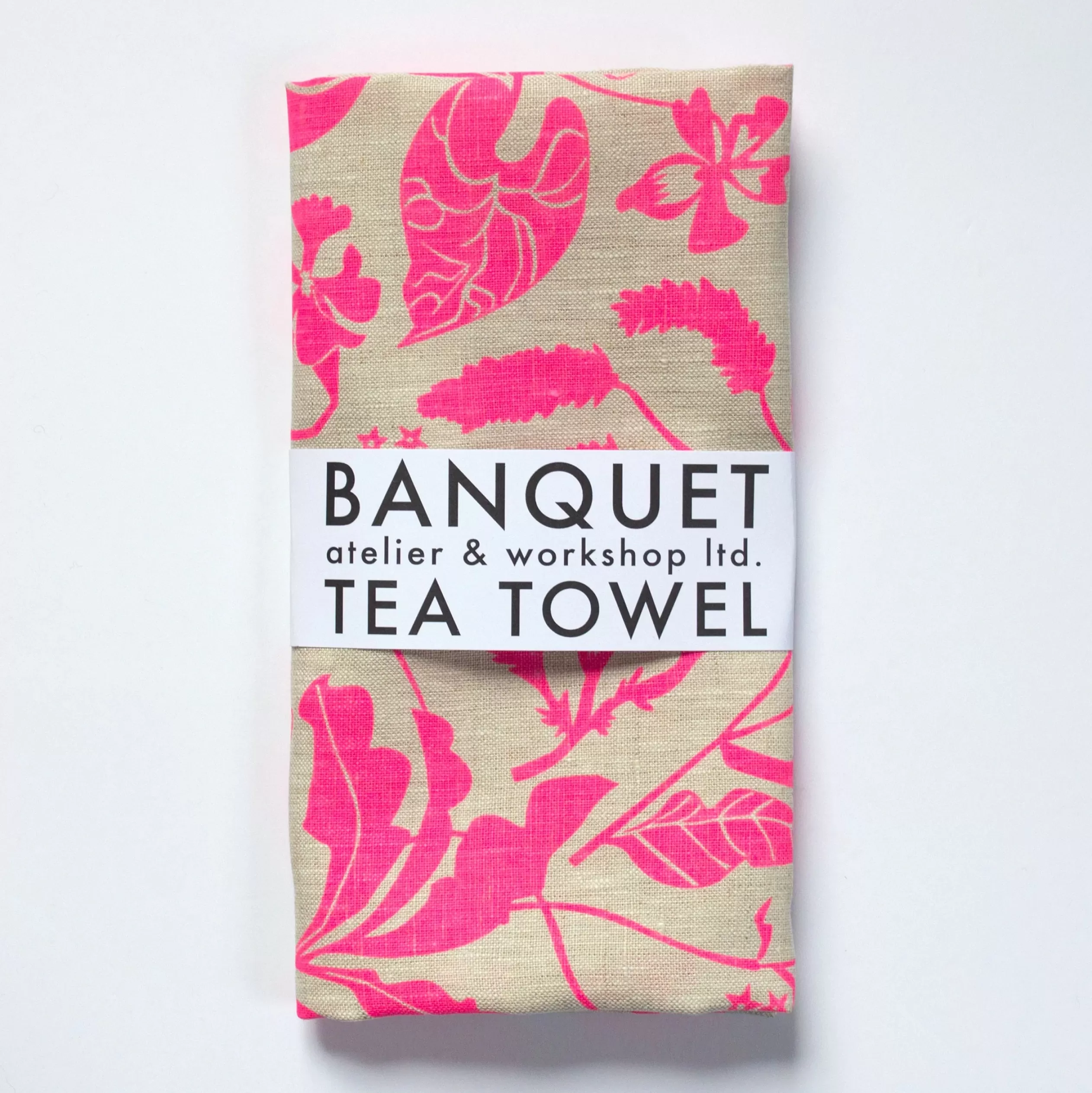 Neon Pink Wildflowers Linen Tea Towel<Banquet Workshop Best Sale