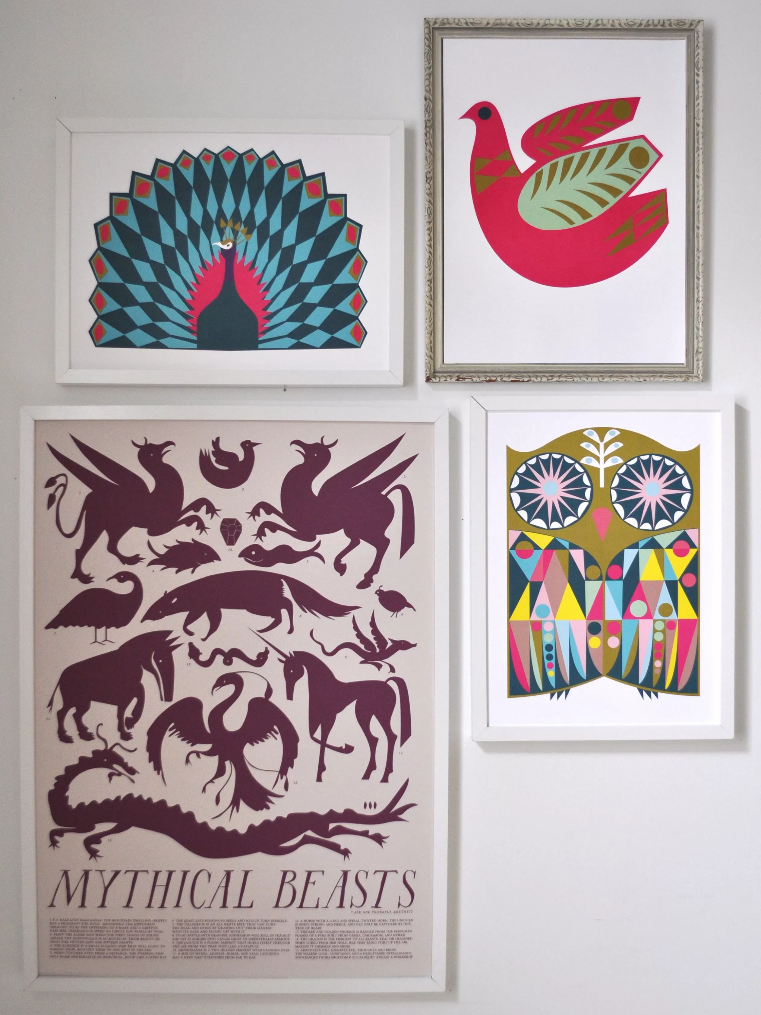 Print - Dove Art Poster - Geometric Modern Bird<Banquet Workshop Clearance