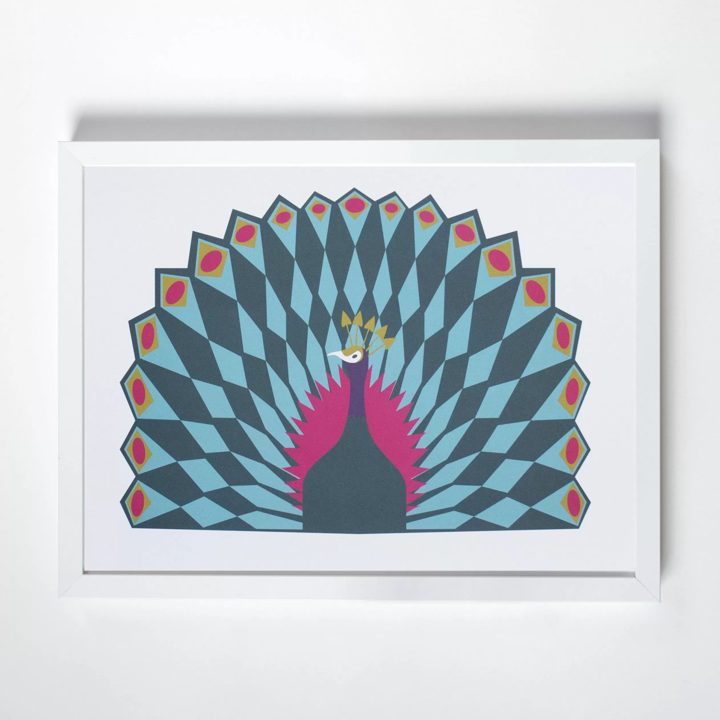 Print - Peacock Poster - Geometric Mod Bird<Banquet Workshop Flash Sale