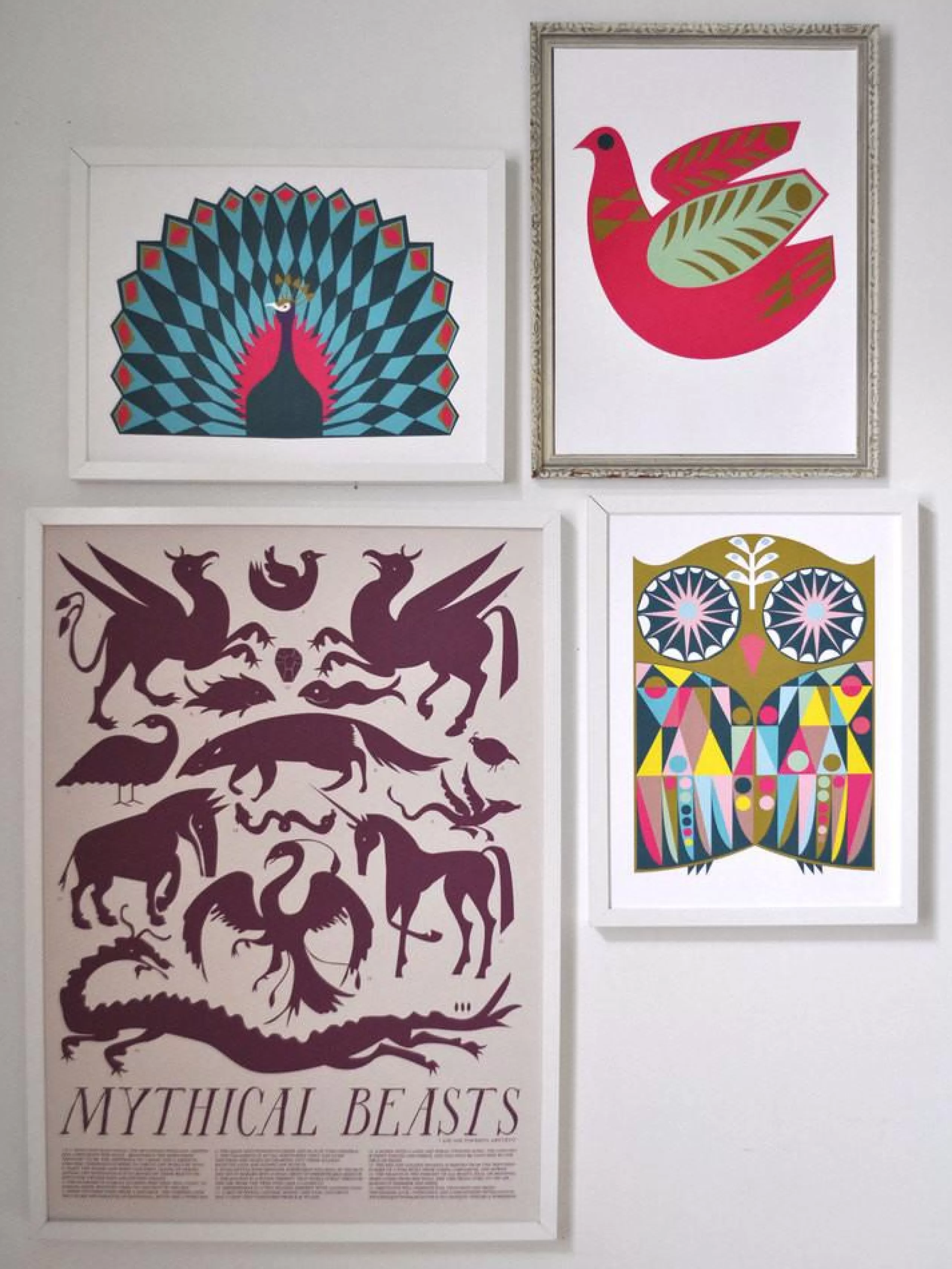 Print - Peacock Poster - Geometric Mod Bird<Banquet Workshop Flash Sale