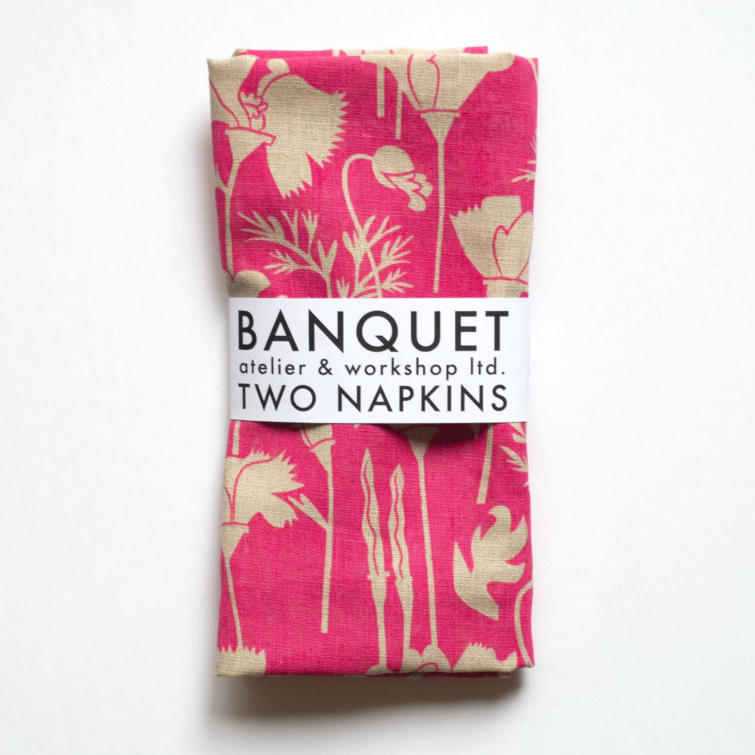 Raspberry Pink Poppies Linen Napkins<Banquet Workshop Shop