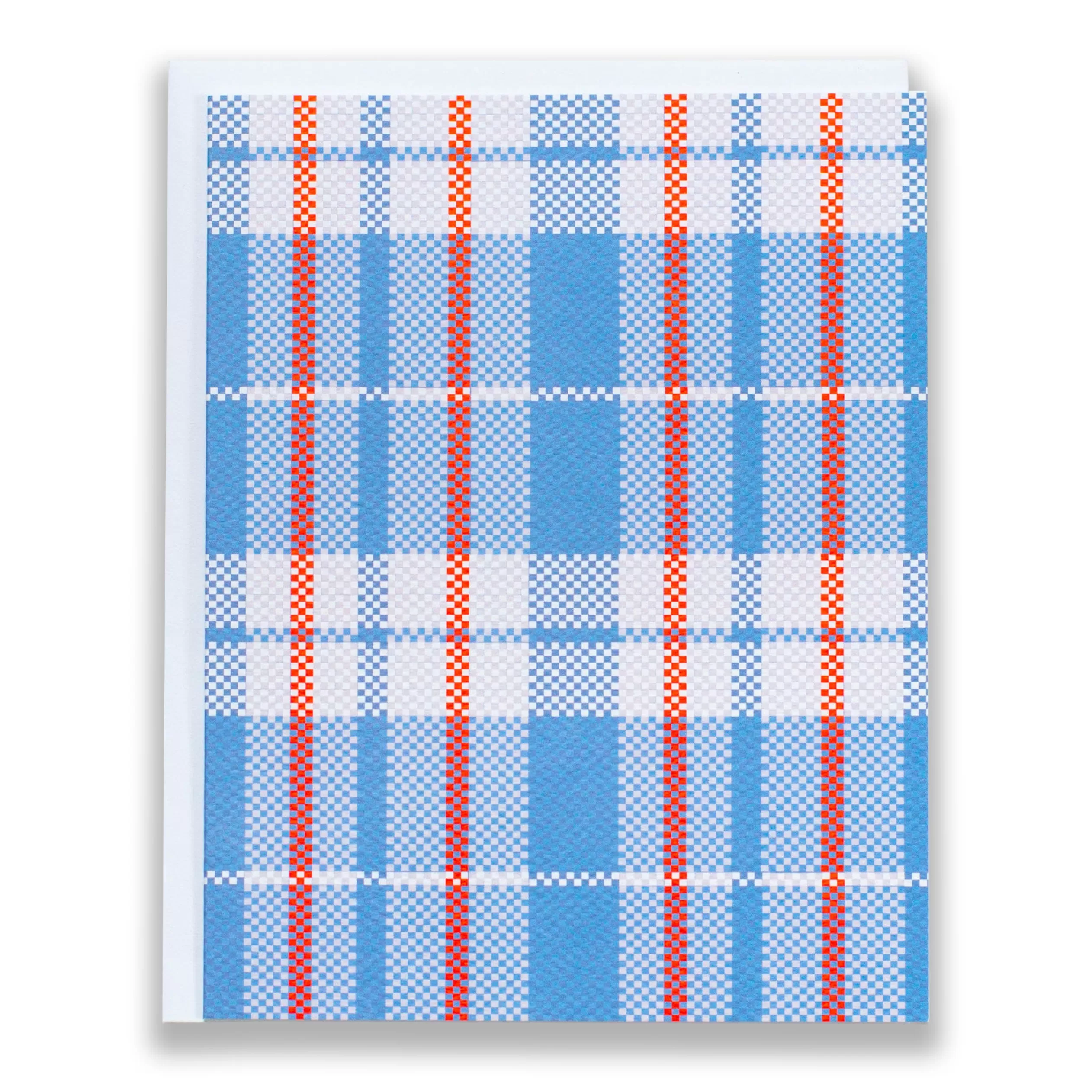 Red And Blue Plaid Shopping Bag Note Card<Banquet Workshop Fashion