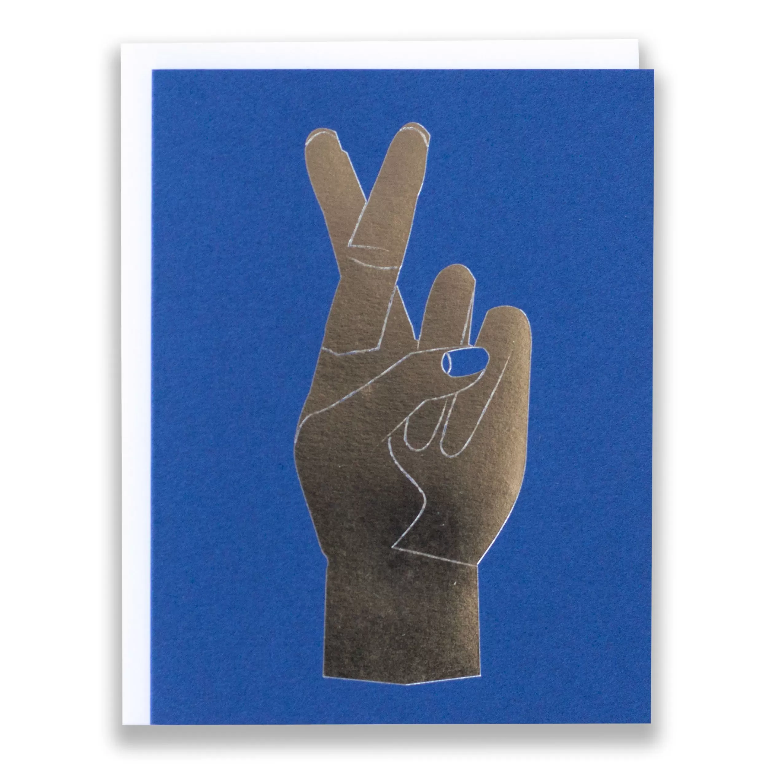 Silver Foil Fingers Crossed Royal Blue Note Card<Banquet Workshop Best